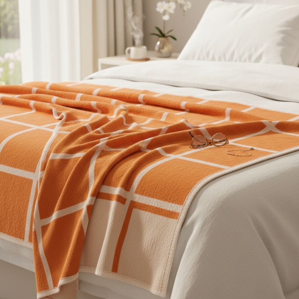 Orange and White Checkered Blanket